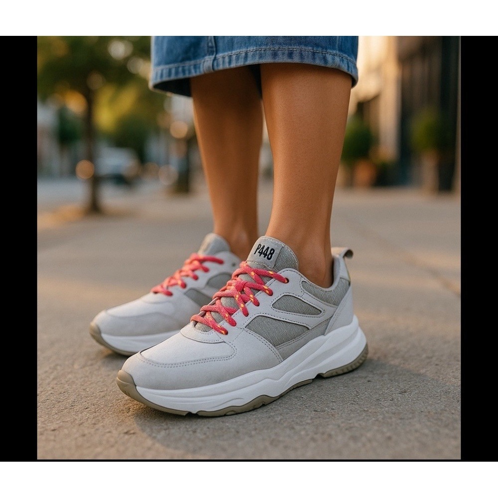 P448 Luke Sneakers Shoes Womens Size 41 White Gray Leopard Designer $350 NIB